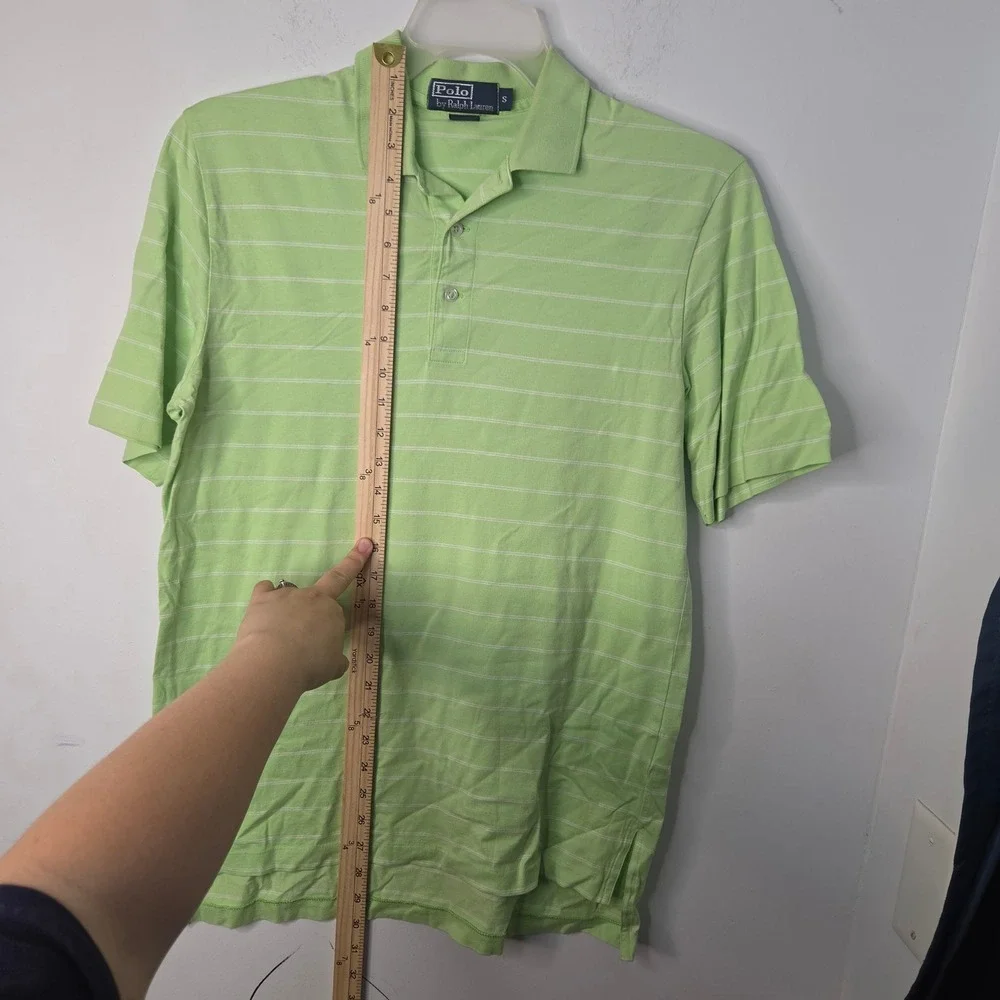 Polo Ralph Lauren Mens Small Lime Green Striped Pima Cotton Polo Shirt S